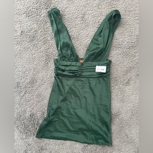 emerald green silk cocktail dress